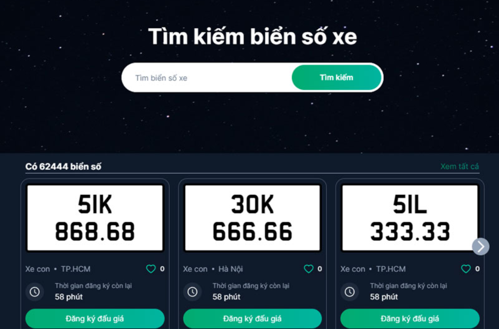 Biển số xe đẹp đấu giá theo hình thức Online (trực tuyến)