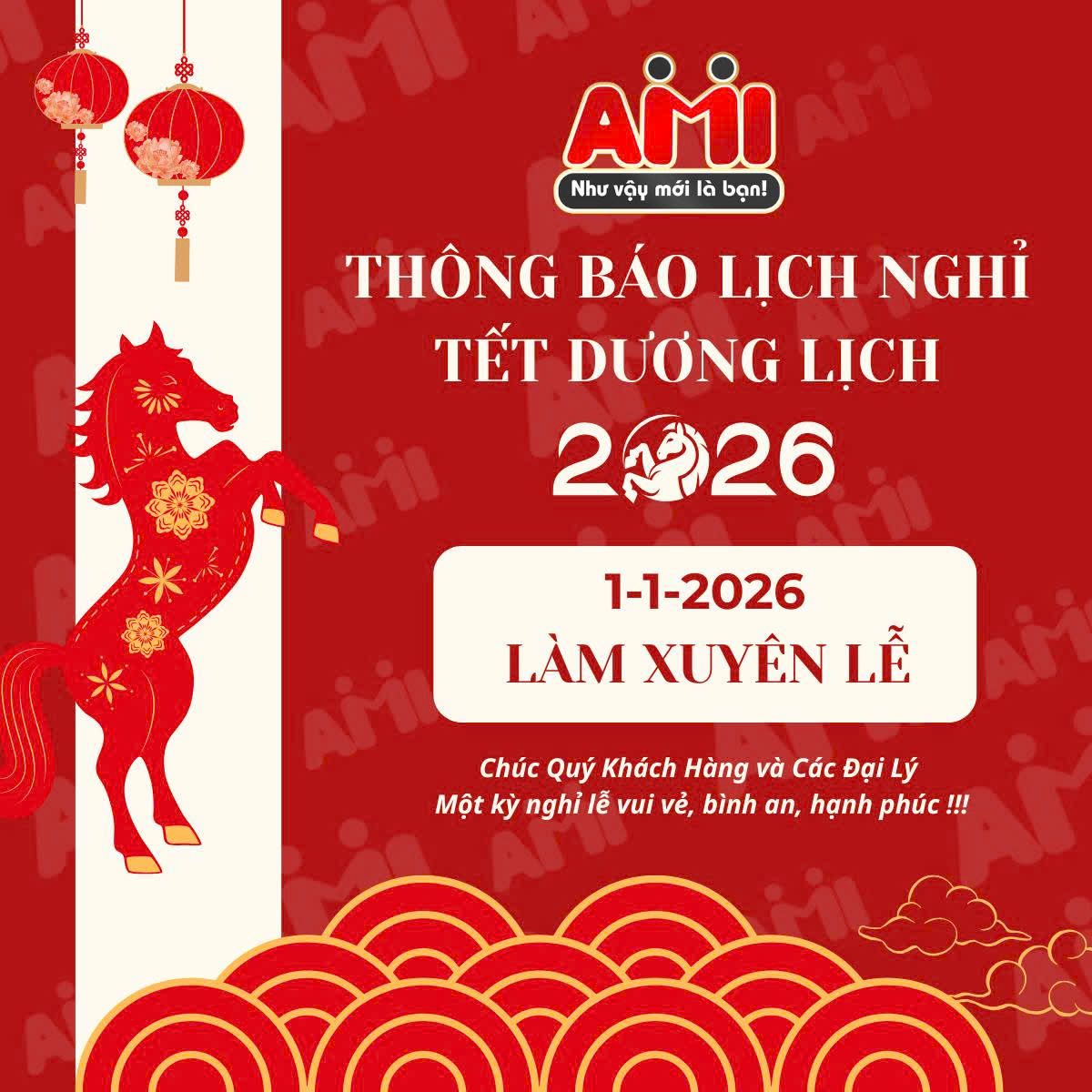 THÔNG BÁO LỊCH NGHỈ TẾT DƯƠNG LỊCH 2026